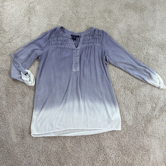 Bandolino Womens Top S Purple White Trudy Blouse Peasant Tab Sleeve NWT - Picture 7 of 16